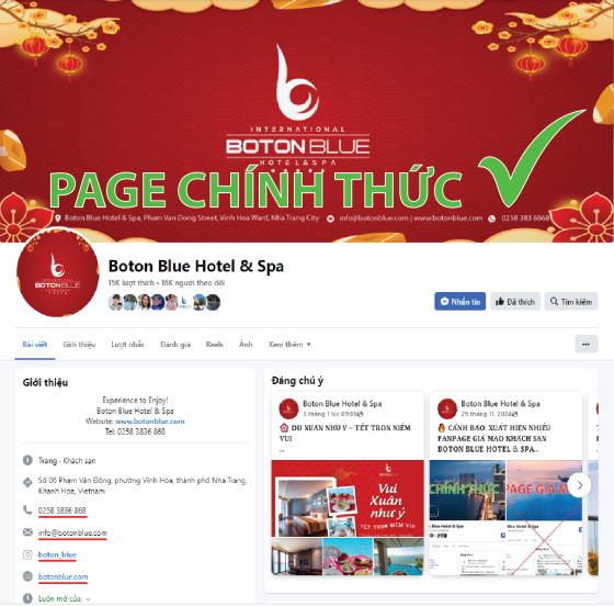 WARNING: FAKE FANPAGES IMPERSONATING BOTON BLUE HOTEL & SPA